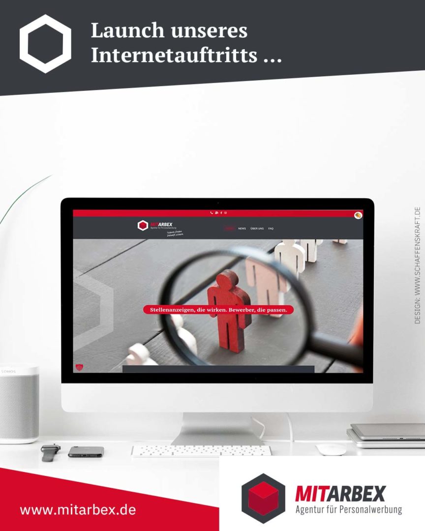 Computerbildschirm mit Unternehmenswebseite